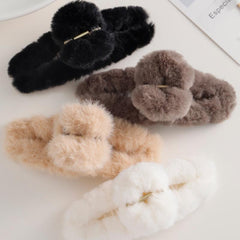 4pcs Plush Hair Claw Hair Clips Winter Styling Accessories Women Girls