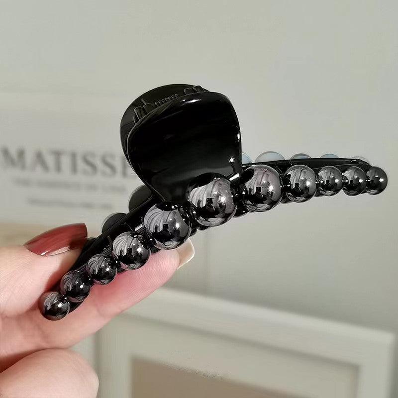 Large Hair Claw Back Head Shark Clip Headwear Faux Pearl Hair Accessories