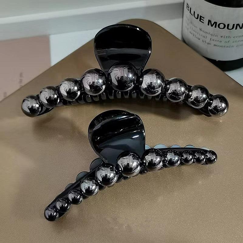 Large Hair Claw Back Head Shark Clip Headwear Faux Pearl Hair Accessories