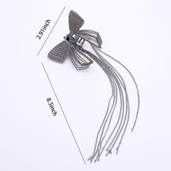 Butterfly Tassel Hair Claw Clips Faux Pearl Rhinestone Metal