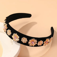 Alloy Flower Rhinestone Headband Prom Party Hair Band for Women Girls