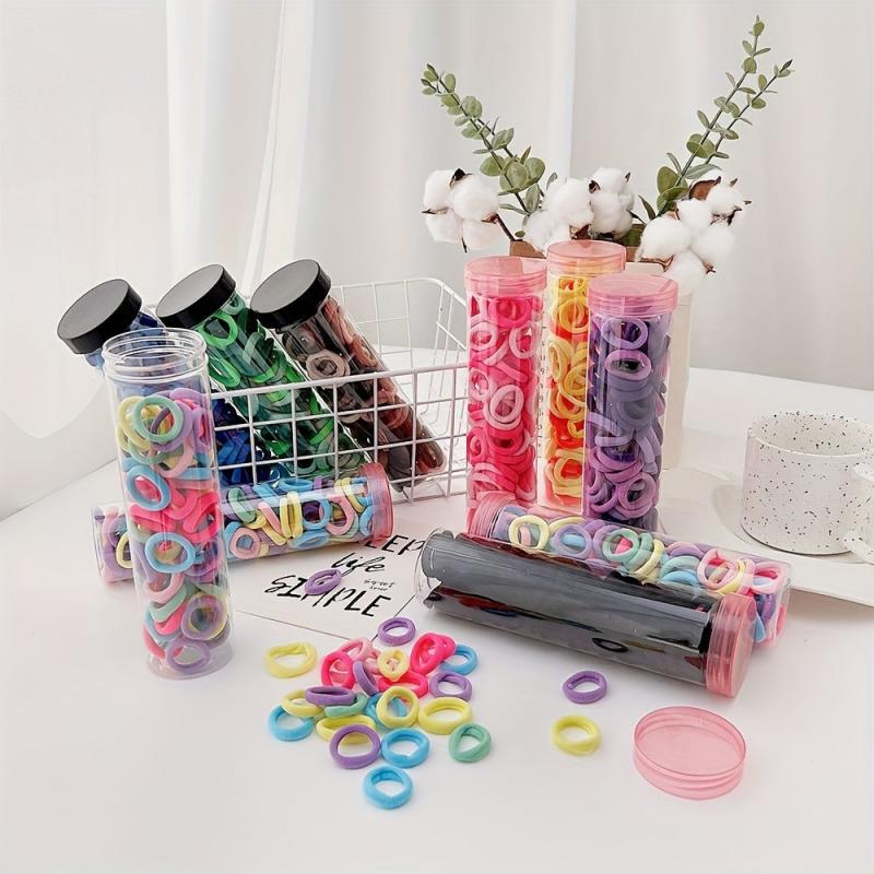 100pcs Rainbow Rubber Band Hair Accessories for Girls