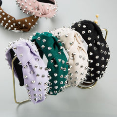 Punk Rivet Headband Wide Brimmed Hair Hoop for Women