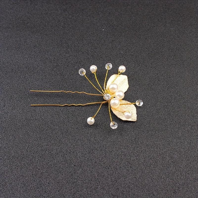 Golden Leaf Hair Pin Bridal U shaped Pin Headdress Hair Accessories