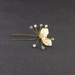 Golden Leaf Hair Pin Bridal U shaped Pin Headdress Hair Accessories