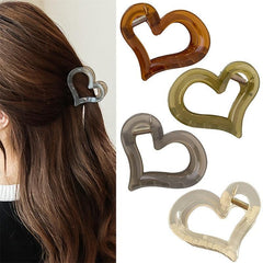 4pcs Heart Hair Claw Clips Acrylic Strong Hold Clip