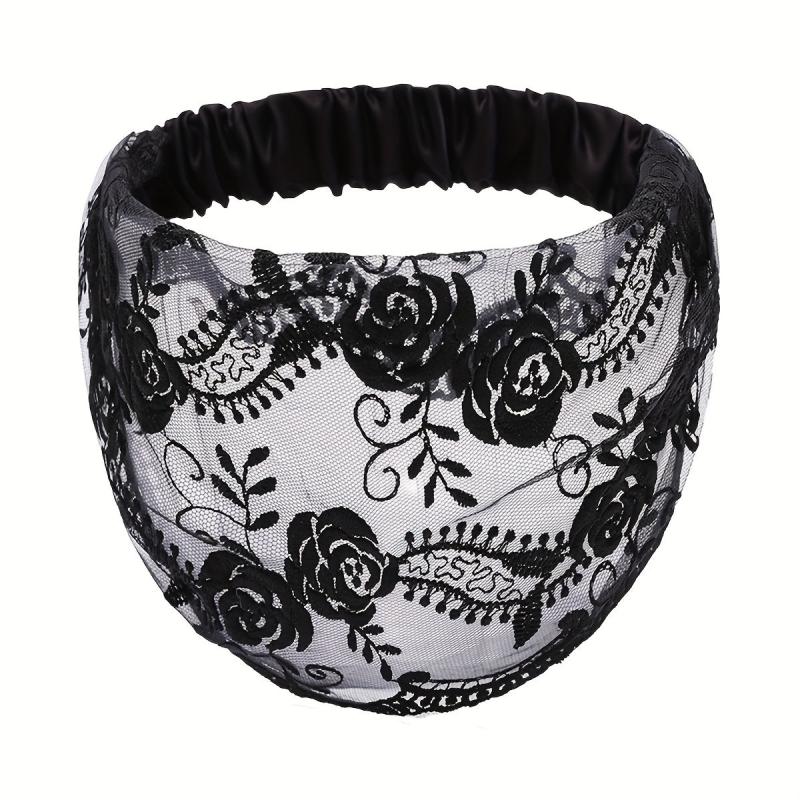 Vintage Flower Headband Lace Hair Band Stretchy Headdress Hair Accessories