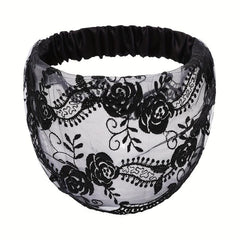 Vintage Flower Headband Lace Hair Band Stretchy Headdress Hair Accessories