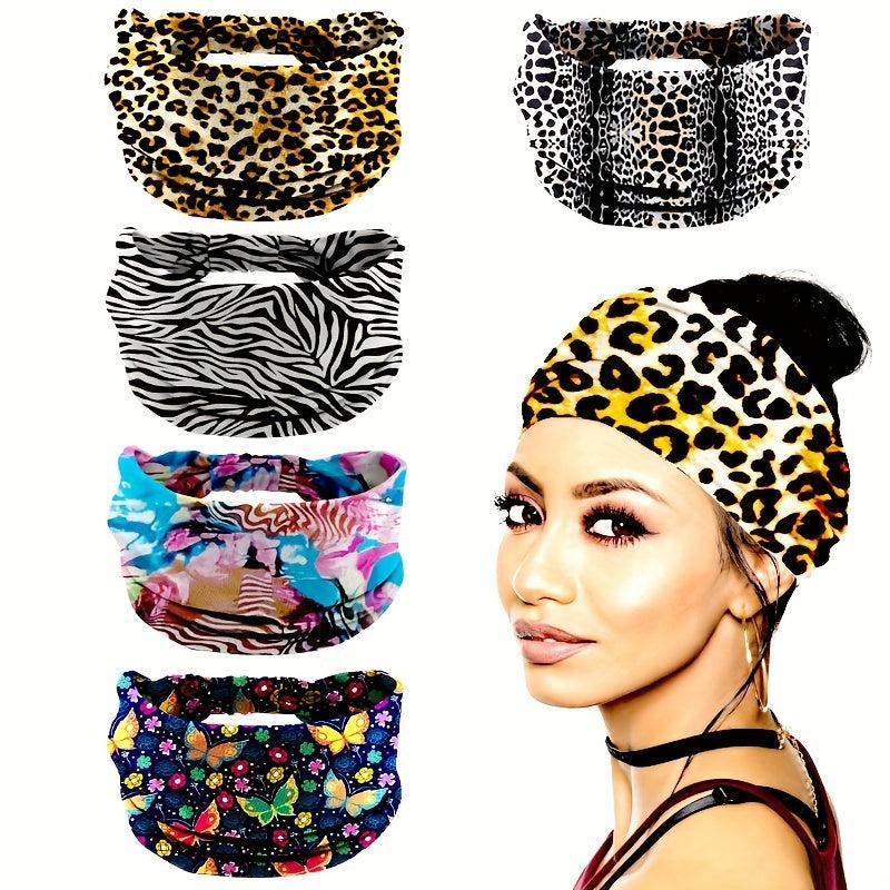 Leopard Pattern Headband Y2K Stretch Hair Band Sports Sweatband Hair Accessories