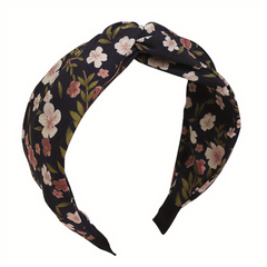 Pastoral Floral Print Headband Cross Knotted Head Hoop Wide Headdress