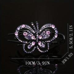 Colorful Hollow Butterfly Hair Clip Rhinestone Hairpin Headwear