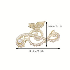 Musical Sign Hair Claw Rhinestone Faux Pearl Ponytail Holder