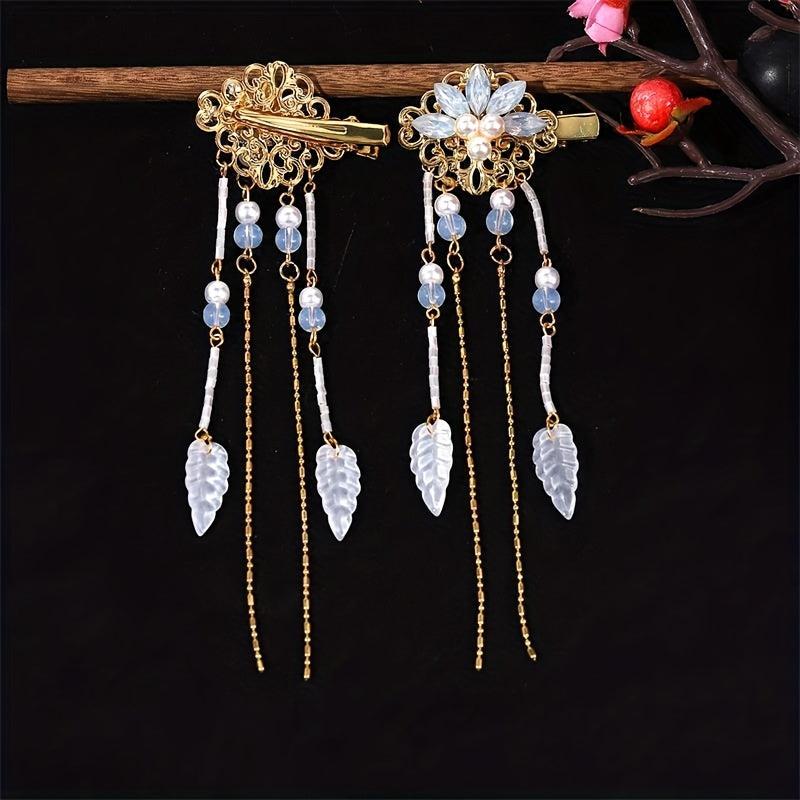 Chinese Style Flower Hair Clip Faux Pearl Floral Hair Accessory