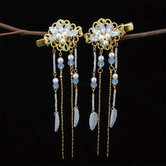 Chinese Style Flower Hair Clip Faux Pearl Floral Hair Accessory