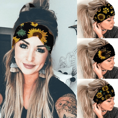 Sunflower Exercise Pastoral Style Headband Stretch Wide Brim Sports Sweatband