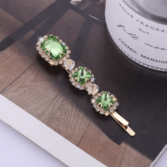 Retro Green Zircon Hair Clip Rhinestone Bobby Pin Non-slip Bangs Clip