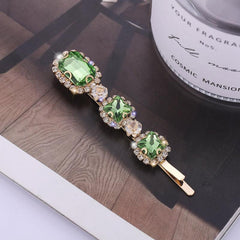 Retro Green Zircon Hair Clip Rhinestone Bobby Pin Non-slip Bangs Clip