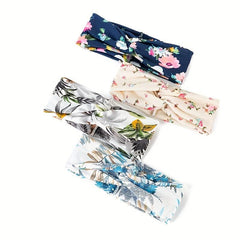 Bohemian Flower Printed Hair Band Knitted Headband Sweat-absorbing