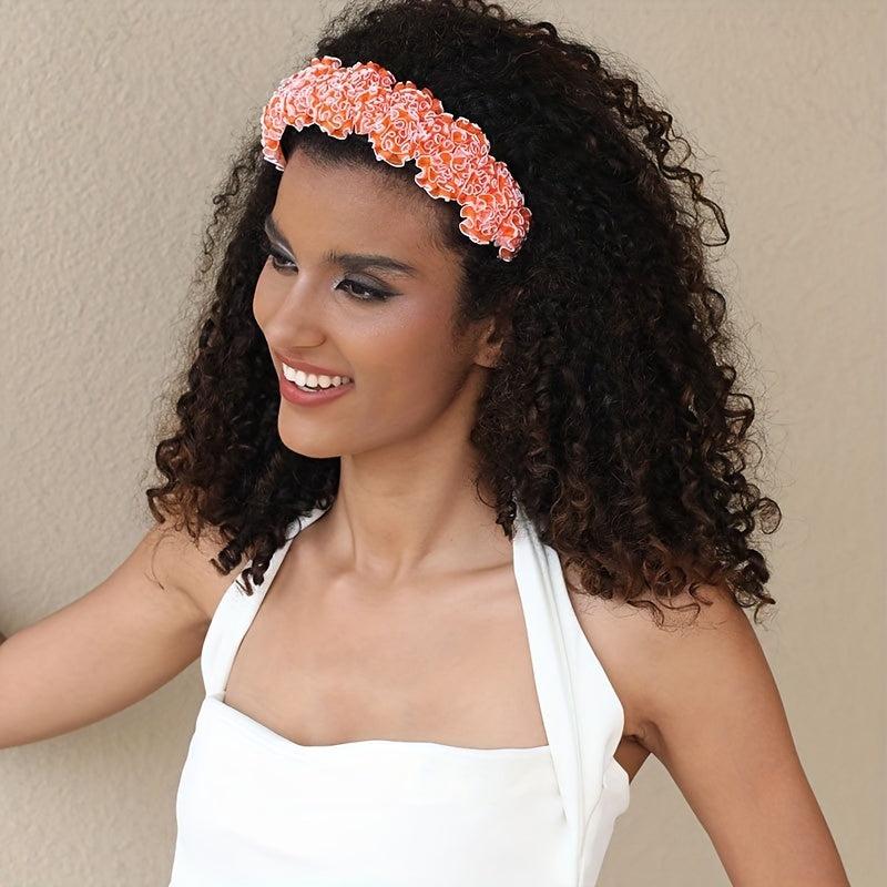 Colorful Flower Ruched Hair Band Headdress for Women