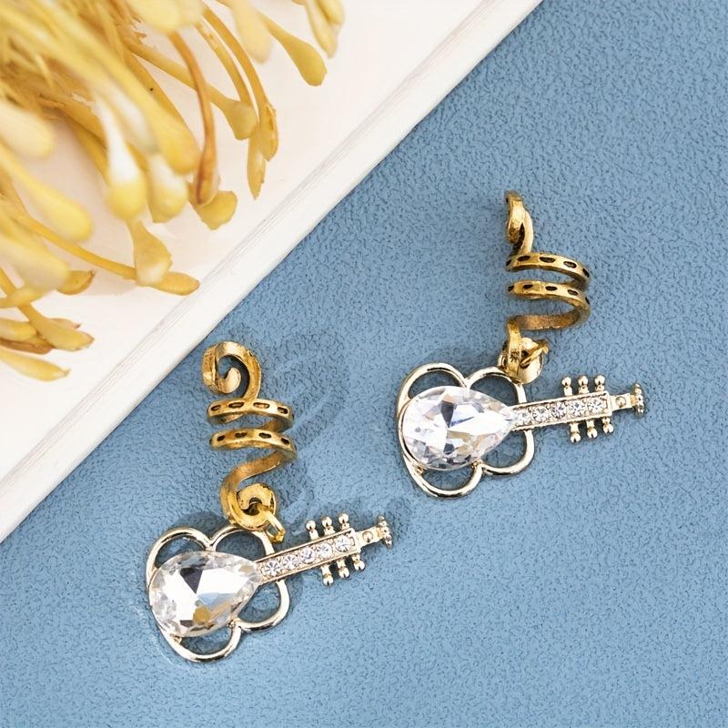 10pcs Guitar Crystal Hair Rings Hippie Style Hair Accessories