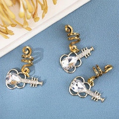 10pcs Guitar Crystal Hair Rings Hippie Style Hair Accessories