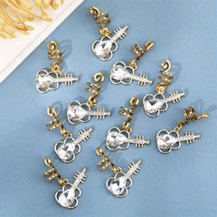 10pcs Guitar Crystal Hair Rings Hippie Style Hair Accessories