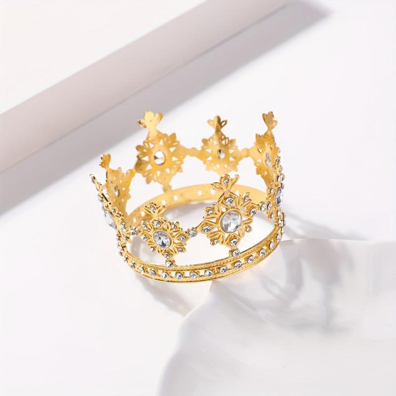 Golden Alloy Crystal Crown Headband Hair Accessory