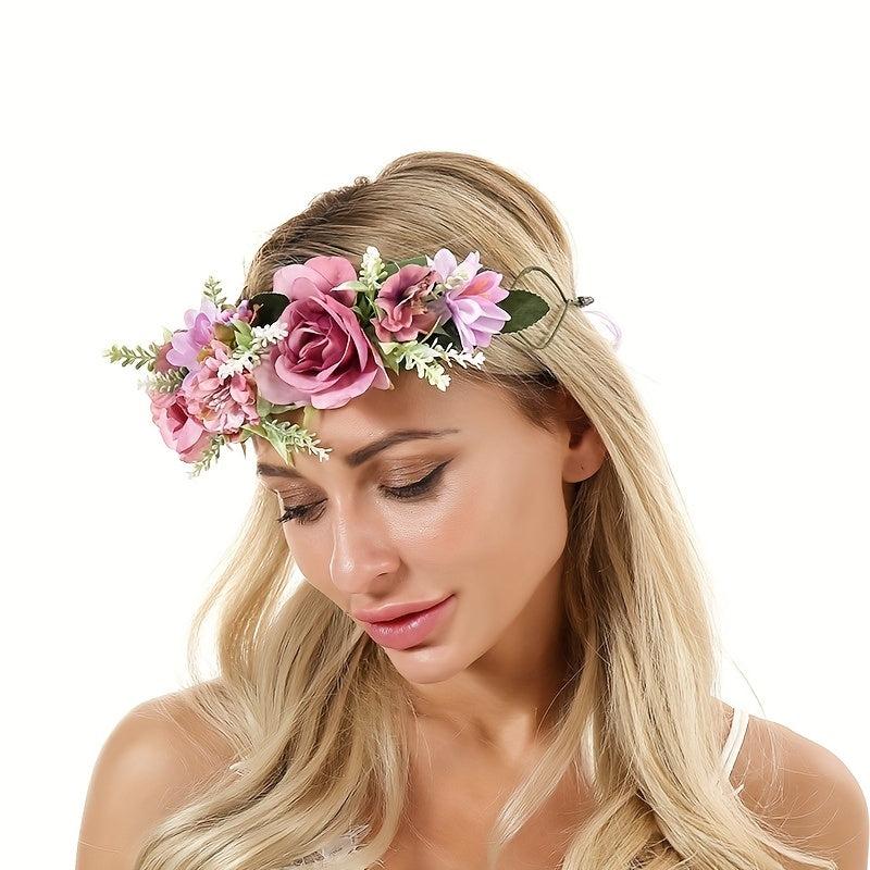 Flower Garland Hair Hoop Rose Flower Hawaii Headdress