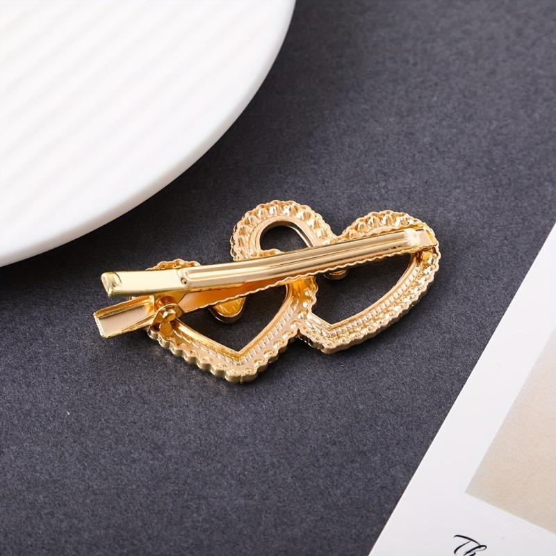 Heart Rhinestone Hair Clip Duck Billed Style for Women Girls