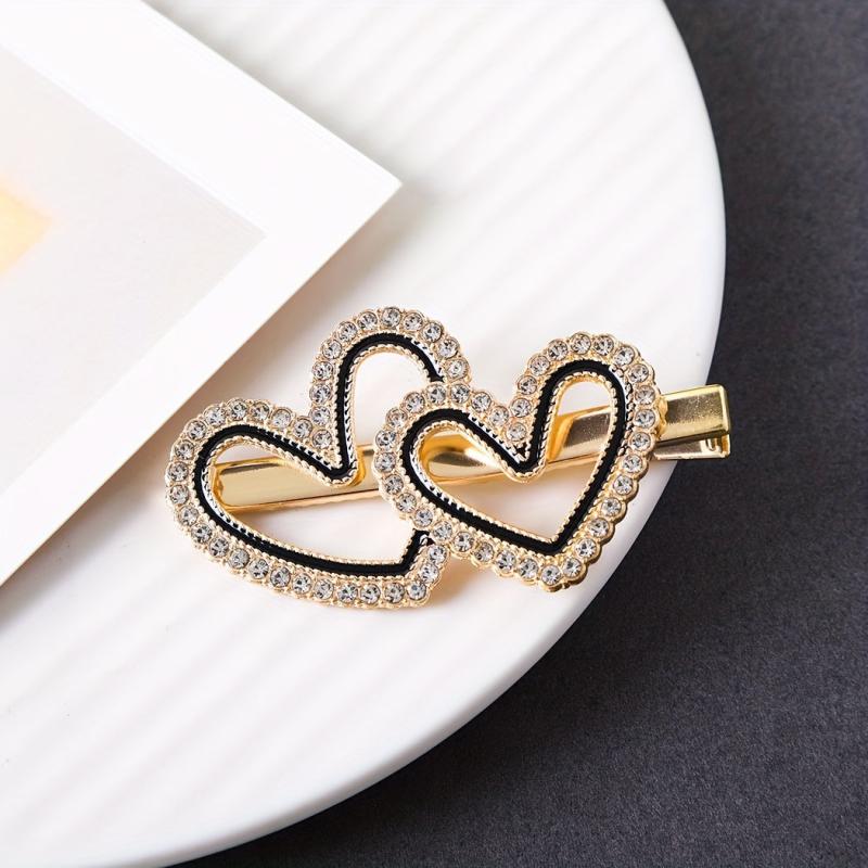 Heart Rhinestone Hair Clip Duck Billed Style for Women Girls