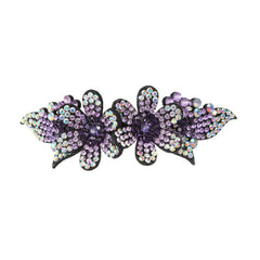 Rhinestone Double Flower Hair Clip for Women Girls Large Duckbill Clip Hairpin