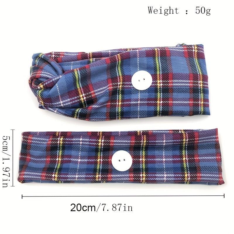 Plaid Knotted Headband Sports Sweatband Hair Band Hair Accessories