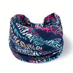 Boho Floral Headband Leopard Print Wide Bandana Hair Accessories