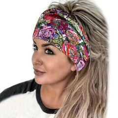 Boho Floral Headband Leopard Print Wide Bandana Hair Accessories