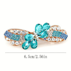 Vintage Rhinestone Flower Hair Clip for Ponytail