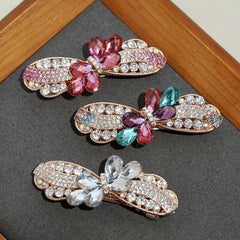 Vintage Rhinestone Flower Hair Clip for Ponytail