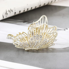 Butterfly Hair Claw Clip Rhinestone Faux Pearl Non Slip Grip