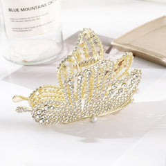 Butterfly Hair Claw Clip Rhinestone Faux Pearl Non Slip Grip