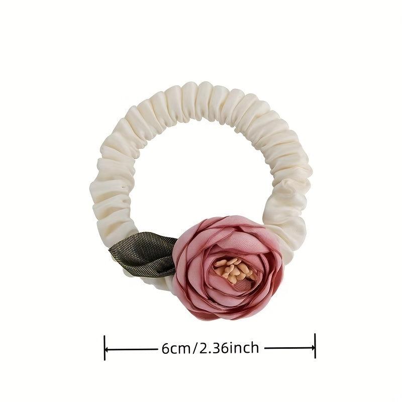 Flower Leaf Scrunchies Hair Tie Elastic Ponytail Holder Hair Accessories