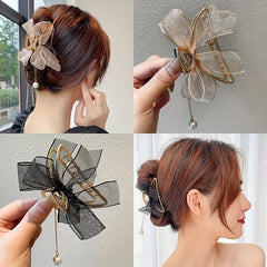 Faux Pearl Tassel Hair Claw Clip for Women