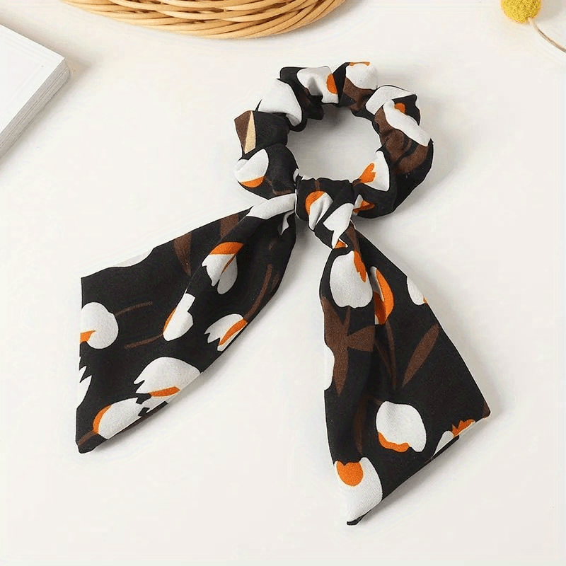 Tulip Pattern Bow Knot Hair Tie Flower Hair Rope Pastoral Hair Accessory