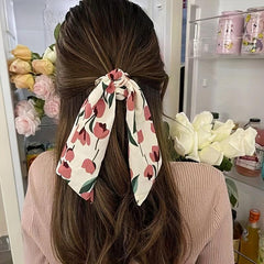 Tulip Pattern Bow Knot Hair Tie Flower Hair Rope Pastoral Hair Accessory