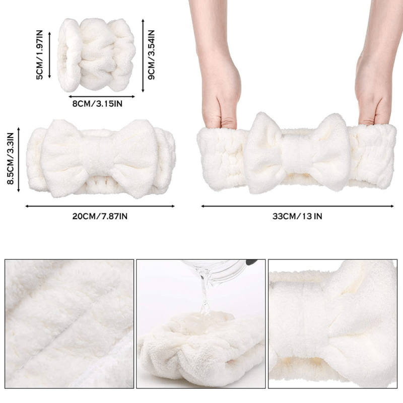 3pcs Solid Wristband Headband for Face Washing Makeup Spa
