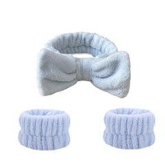 3pcs Solid Wristband Headband for Face Washing Makeup Spa