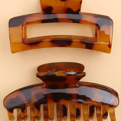 2PCS Medium Amber Plastic Solid Hair Claw