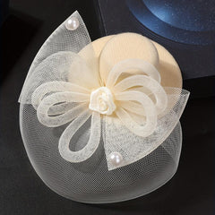 Lace Hat Duck Billed Clip Faux Pearl Flower Decor Hat Party Prom Wedding