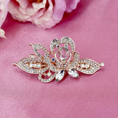 Rhinestone Flower Hair Clip French Barrette Ponytail Holder