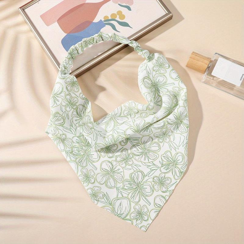 Pastoral Flower Print Chiffon Hair Scarf for Women Girls