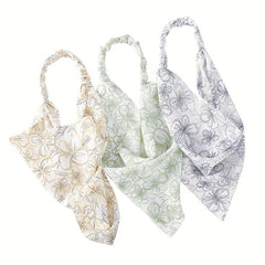 Pastoral Flower Print Chiffon Hair Scarf for Women Girls