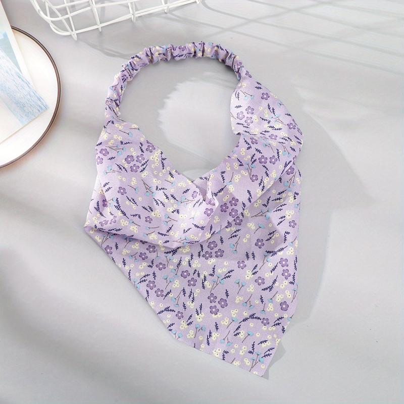 Pastoral Flower Print Chiffon Hair Scarf for Women Girls